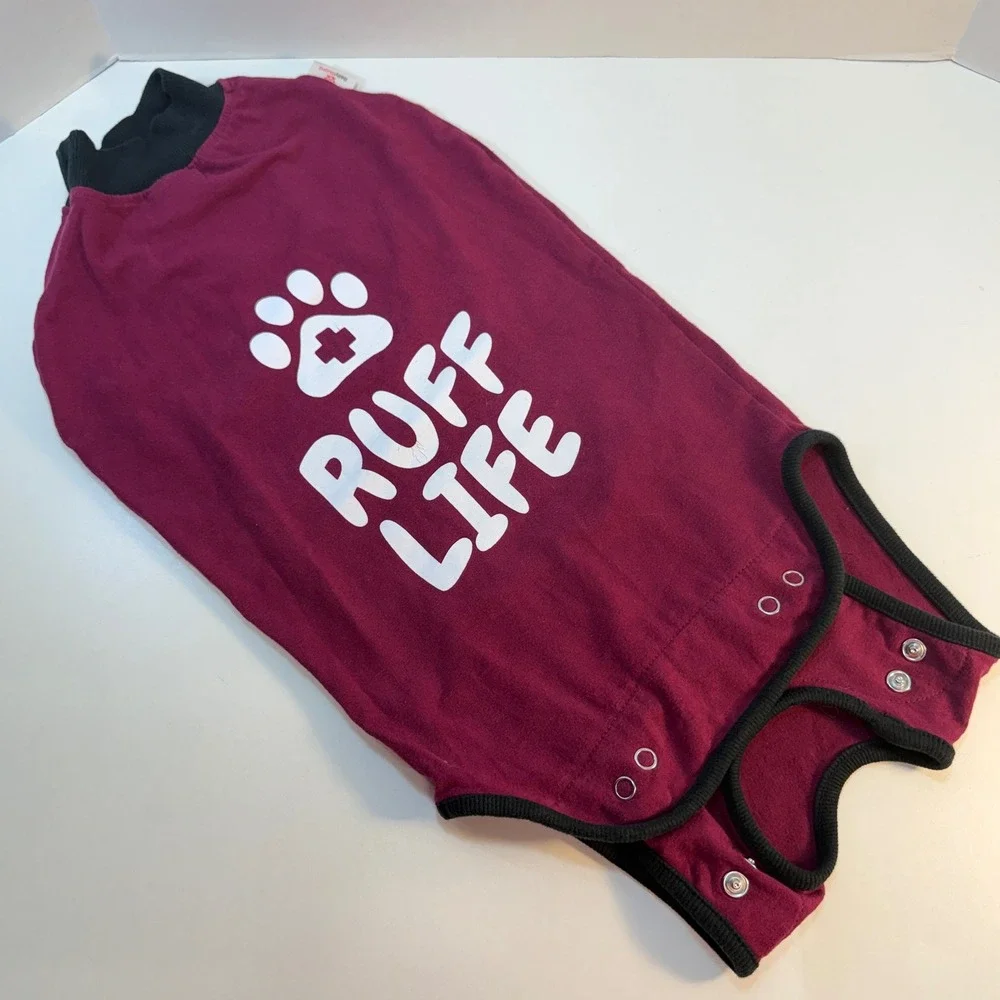 BellyGuard Dog Recovery Suit Medium Burgundy Ruff Life Cone Alternative